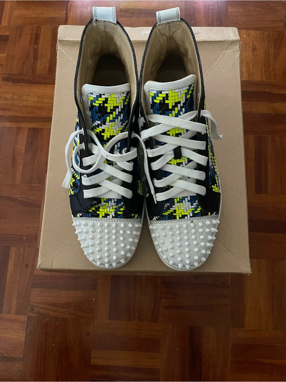 Kids High-Top Sneakers in Black, White and Neon Yellow